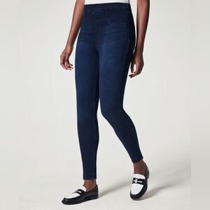Spanx Jean-ish Ankle Leggings Skinny Denim Pants Jegging Dark Blue Shaper M